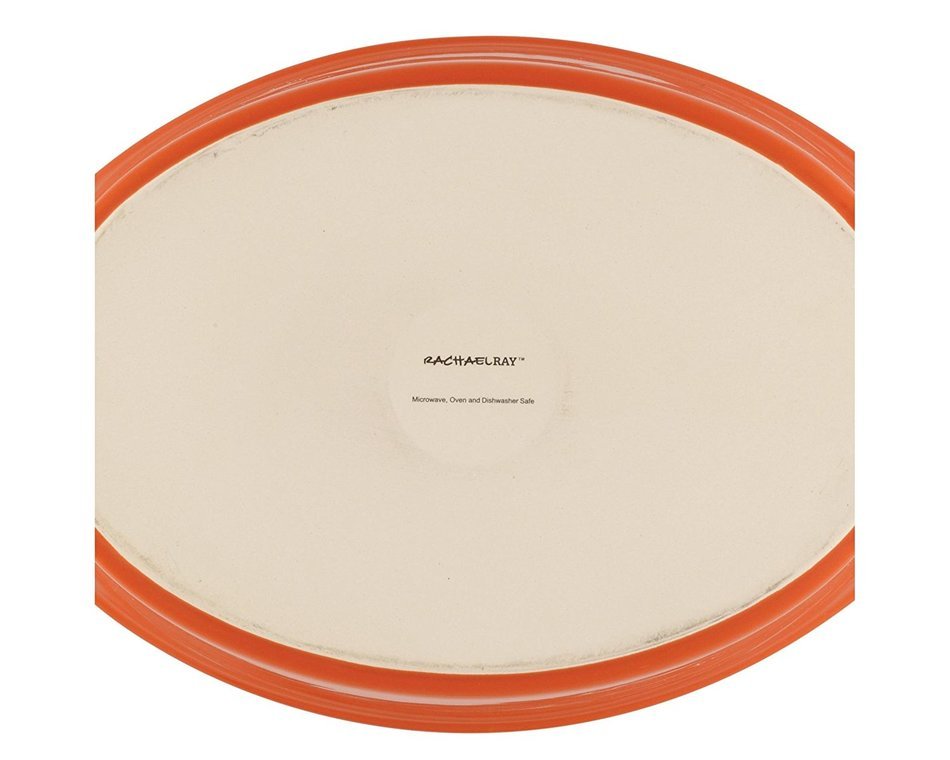 Rachael Ray 50607 Stoneware Bubble and Brown Oval Baker, 2-1/4 quart, Orange N5