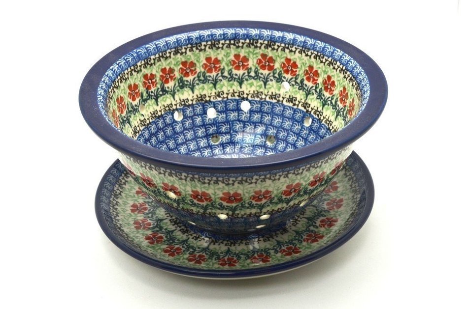 Polish Pottery Berry Bowl with Saucer - Maraschino