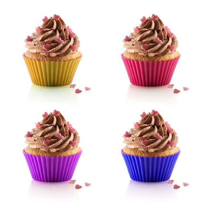 Premium Reusable Mini Silicone Baking Cups Cupcake Liners Muffin Cake Molds Sets 12 pack N4