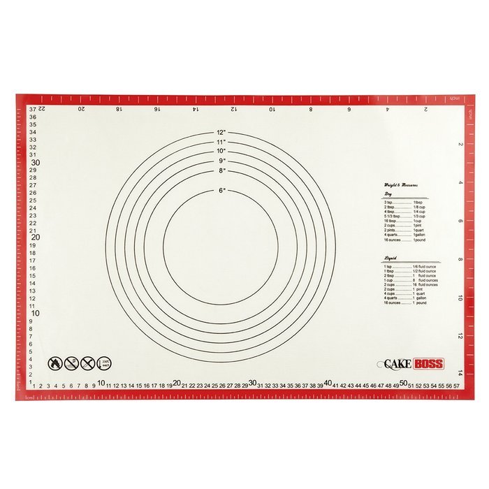Cake Boss Countertop Accessories 23-1/2-Inch x 15-3/4-Inch Silicone Baking Prep Mat, White N2