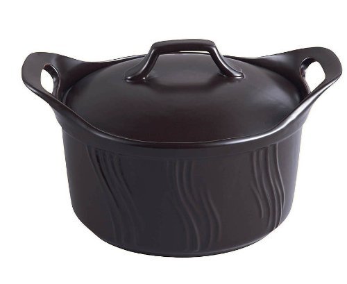 Lorren Home 1-3/4-Quart Stove Top to Oven Black Terracotta Casserrole with Cover