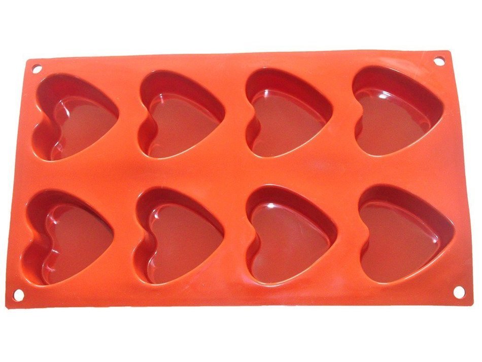 FOUR-C Kitchen Tools Silicone Cake Pans Heart Baking Molds Color Purplish Red N3