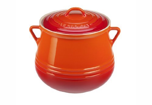 Le Creuset Heritage Stoneware Covered Bean Pot, 4-1/2-Quart, Flame
