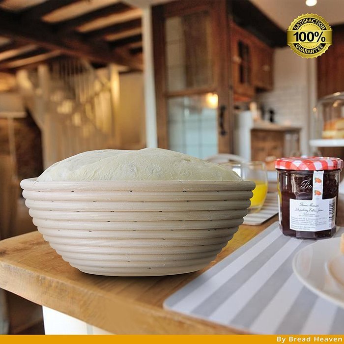 Proofing Basket | 8.5" Banneton Proofing Basket + Easy to Clean Linen Liner, eBook & FREE Plastic Bowl Scraper... N5