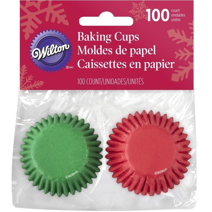 Wilton Red & Green Mini Cupcake Liners 100-Count N3