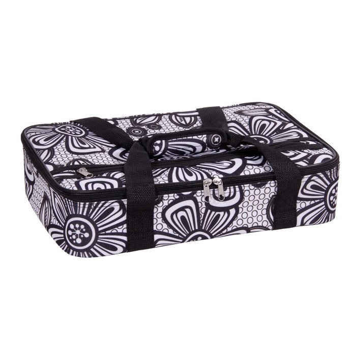 Casserole 16"rectangular Black/white Flower Design