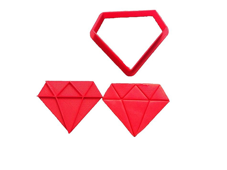 Diamond Cookie Cutter and Stamp (4 inches)