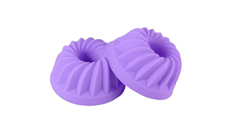 Bakerpan Silicone Fancy Dessert Mold, Jello and Mini Cakes, 3 Inch Mini Bundt, 2 Molds, Includes Bonus Pack (Total...