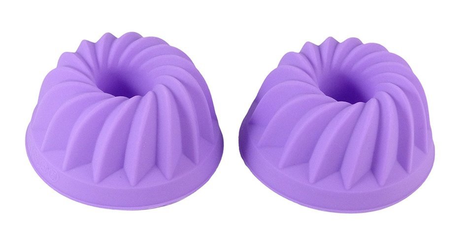 Bakerpan Silicone Fancy Dessert Mold, Jello and Mini Cakes, 3 Inch Mini Bundt, 2 Molds, Includes Bonus Pack (Total... N2