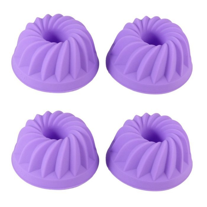 Bakerpan Silicone Fancy Dessert Mold, Jello and Mini Cakes, 3 Inch Mini Bundt, 2 Molds, Includes Bonus Pack (Total... N4