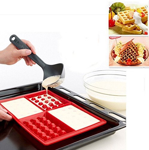 1 Pc Fancy Breakfast 4-Cavity Waffles Cake Chocolate Pan Silicone Mold Baking Mould H4221 N5