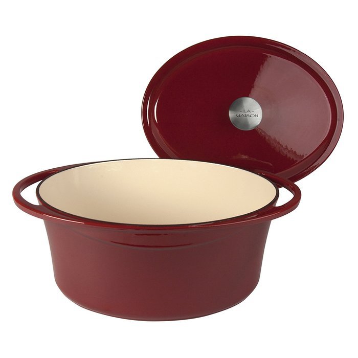 Artland La Maison Cast Iron Oval Casserole Dish, 5-Quart, Green N4