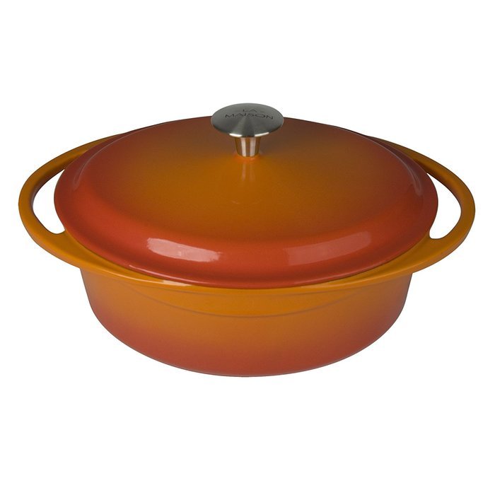 Artland La Maison Cast Iron Oval Casserole Dish, 5-Quart, Green N5