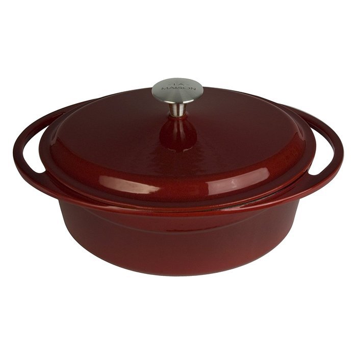 Artland La Maison Cast Iron Oval Casserole Dish, 5-Quart, Green N7