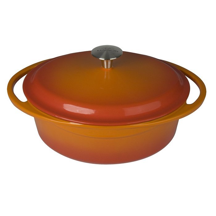 Artland La Maison Cast Iron Oval Casserole Dish, 5-Quart, Green N9