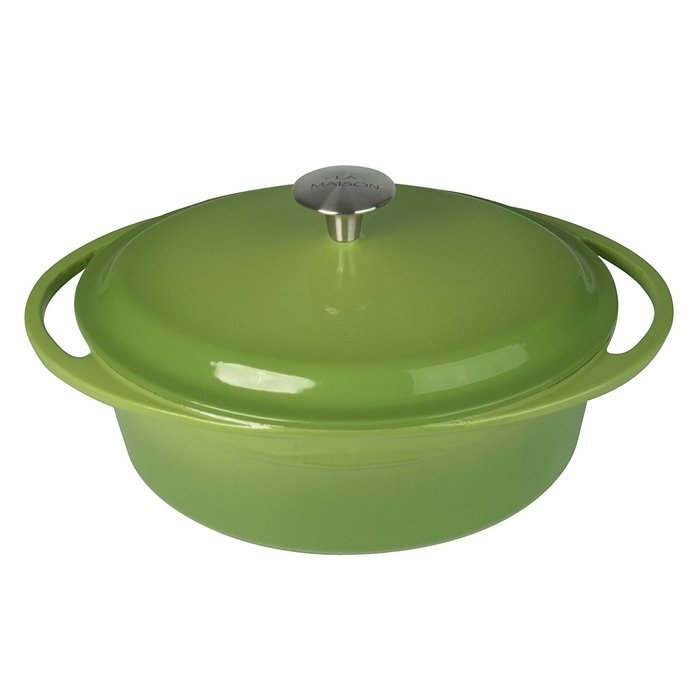 Artland La Maison Cast Iron Oval Casserole Dish, 5-Quart, Green N15