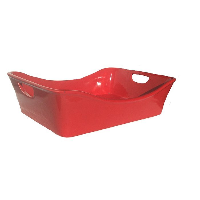 Sollazzo, Baking Pan, Red Stoneware, 2.5 QT Pan Large, Perfect for Parties and the Holidays Service.