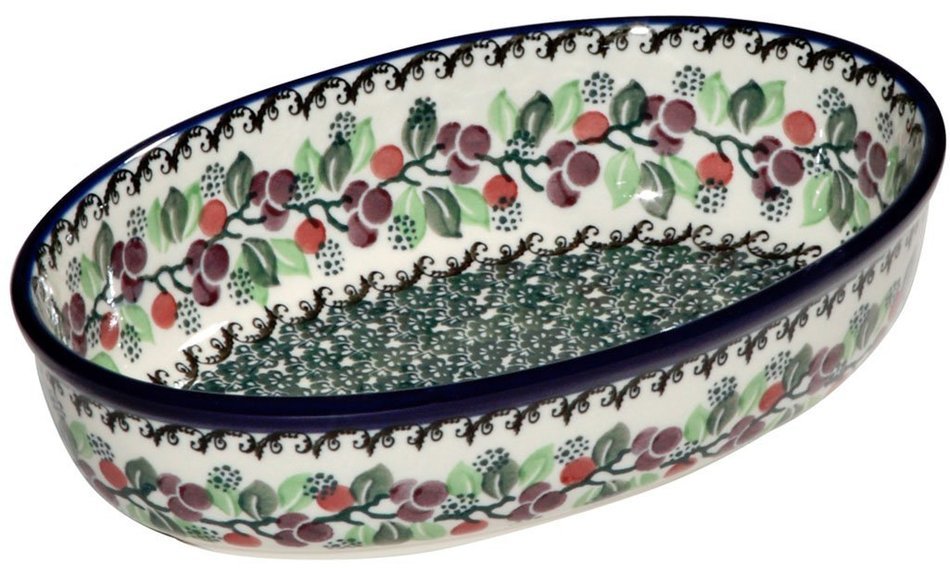 New Polish Pottery OVAL BAKER 9" X 6" Boleslawiec CA Pattern 1415 Euro Stoneware