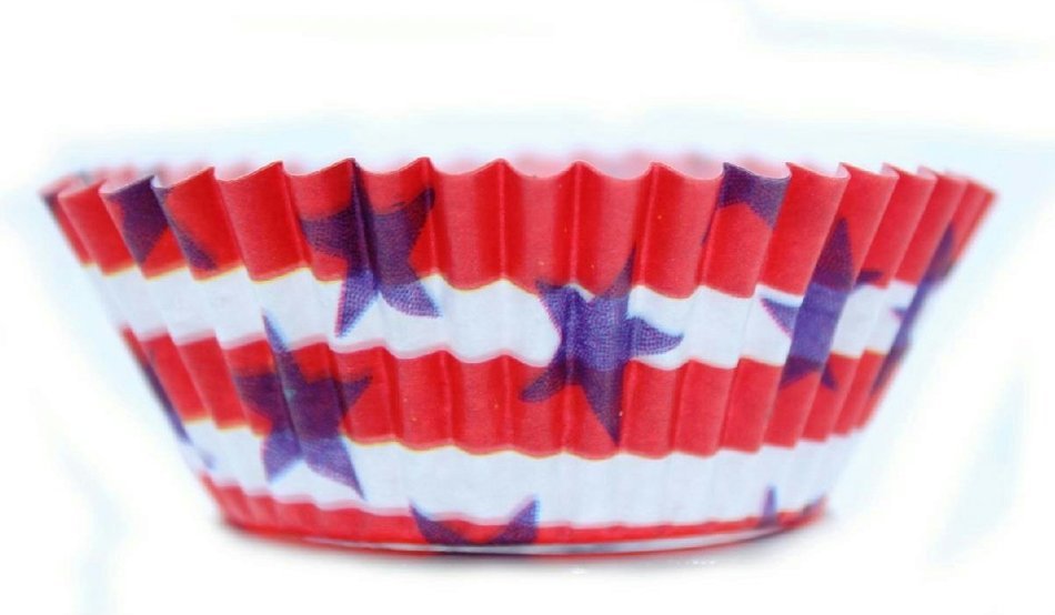 24 Count Patriotic 4th of July Cupcake Kits with United States Flag Pick (Pack of 2) (Red White and Blue)