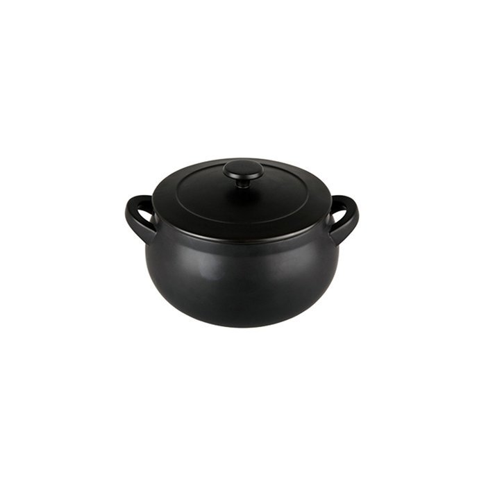 Denby Oven to Table Curved Bean Pot with Cover, 3.3-Liter, Black