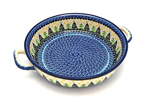 Polish Pottery Baker - Round with Handles - Large - Christmas Trees