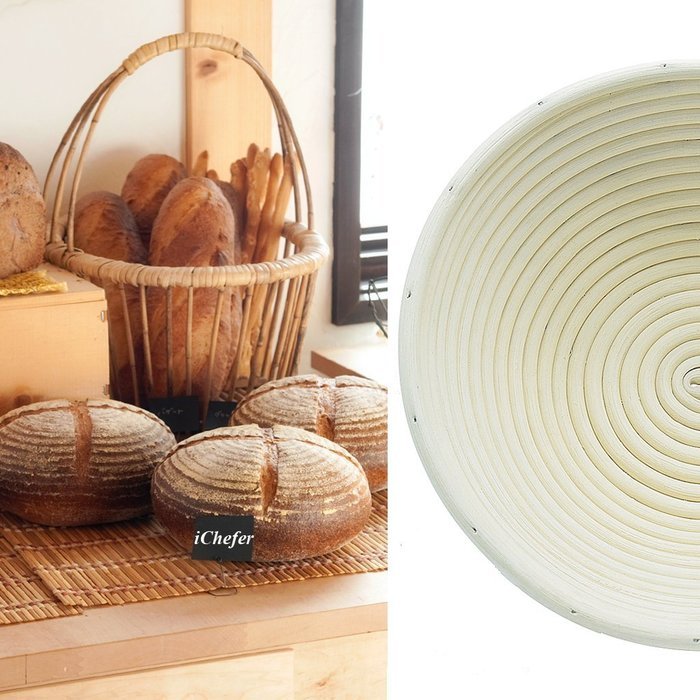 8.5" Round Rattan Bread Proofing Basket- Bonus Basket Liner - Fits 1.5 - 2 lbs of dough for round loaves - Awesome...