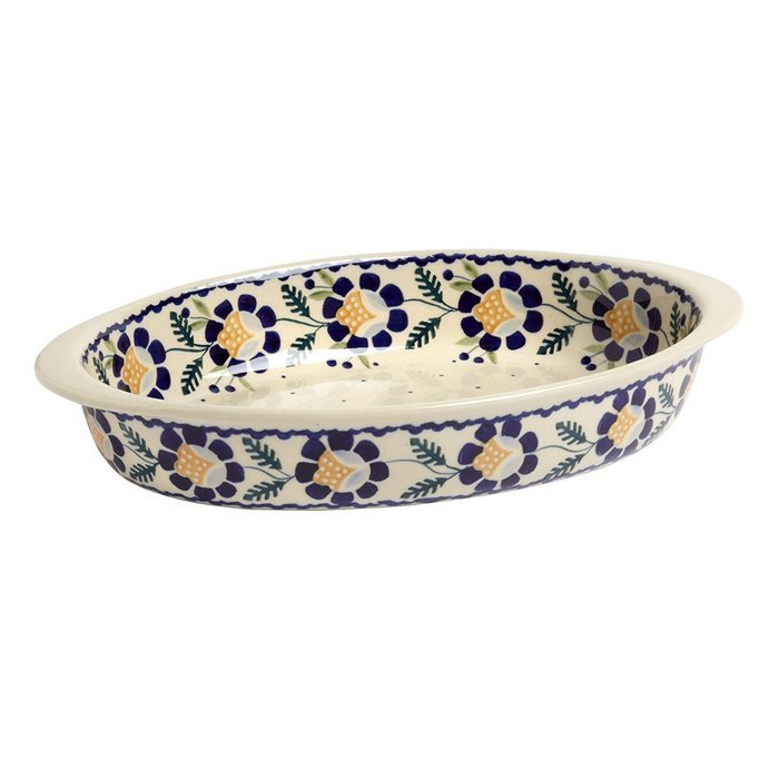 Orange Blossoms Handmade Ceramic Oval Baker Manufaktura W Bolesławiec Genuine Hand Painted Polish Pottery, 12-...
