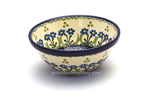 Polish Pottery Bowl - Salad/Cereal - Blue Spring Daisy
