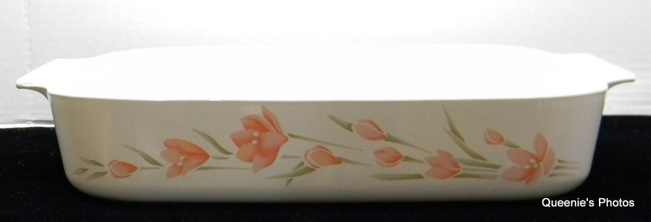 Corning Ware Roaster Large Baking Pan Peach Floral A-21 Corningware