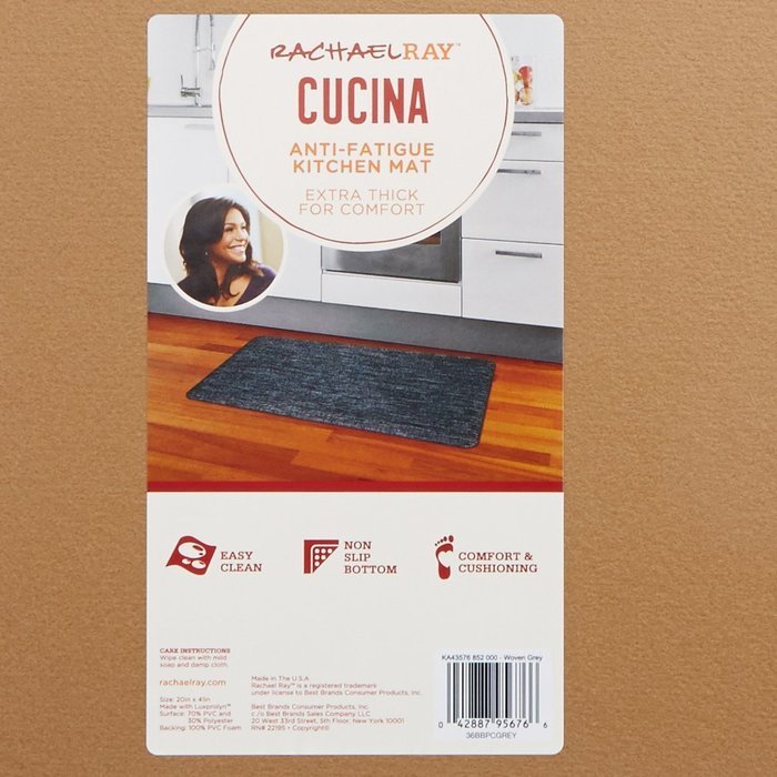 Rachael Ray Premium Anti-Fatique Kitchen Comfort Mat, Woven Gray N3