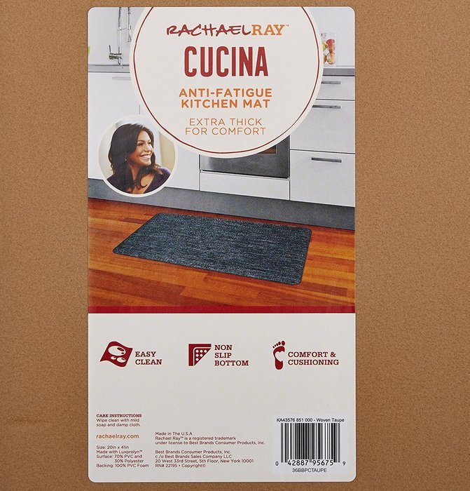 Rachael Ray Premium Anti-Fatique Kitchen Comfort Mat, Woven Gray N5