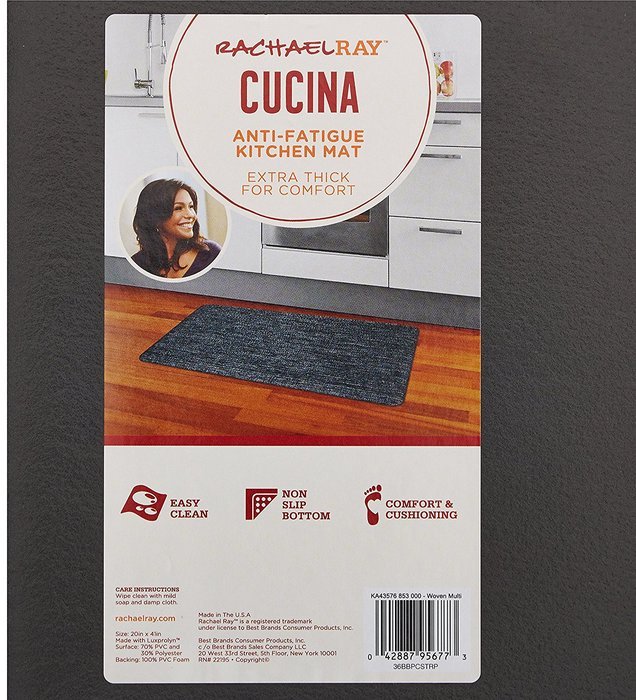 Rachael Ray Premium Anti-Fatique Kitchen Comfort Mat, Woven Gray N17