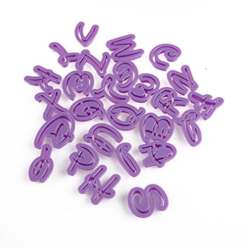 Delight eShop 26Pcs Purple Alphabet Fondant Letters Plastic Cake Cookie Cutters Tool N4