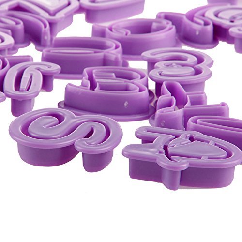 Delight eShop 26Pcs Purple Alphabet Fondant Letters Plastic Cake Cookie Cutters Tool N7