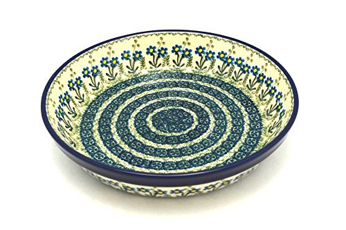Polish Pottery Baker - Pie Dish - Blue Spring Daisy