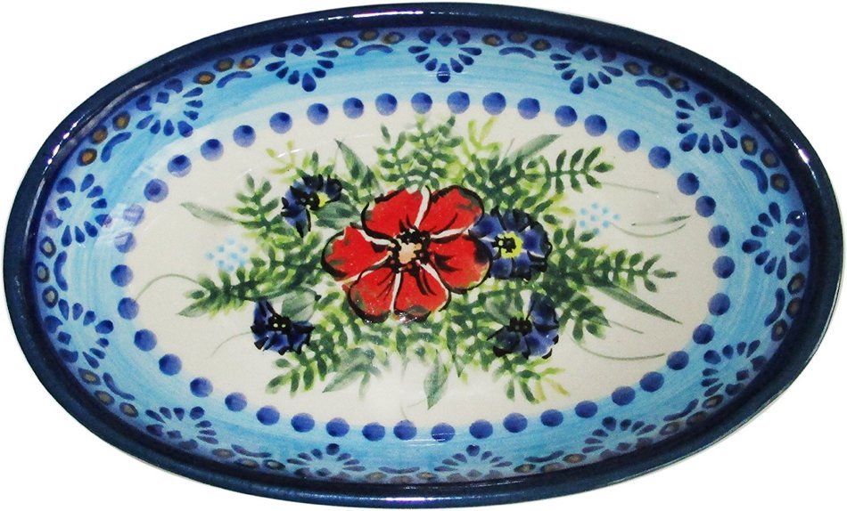 "Eva's Collection" Boleslawiec Stoneware - Polish Pottery Small Oval Baker - Veronica N2