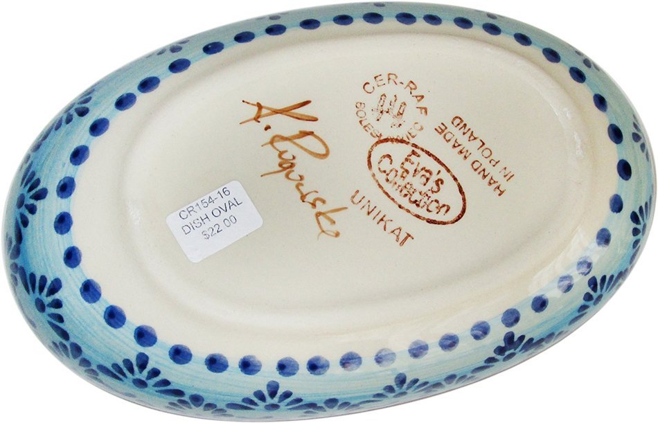 "Eva's Collection" Boleslawiec Stoneware - Polish Pottery Small Oval Baker - Veronica N4