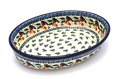 Polish Pottery Baker - Oval - Medium - Red Robin