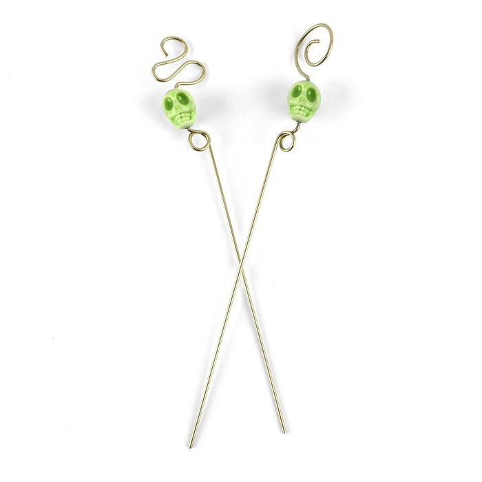 Gone Home Skull Bead Cake Tester, Green, Set of 2