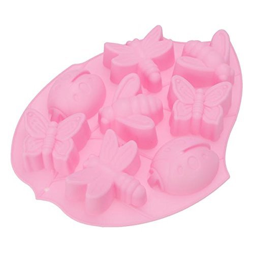 Beautiful Leaf Shape 8 Insects Silicone Cake Mold