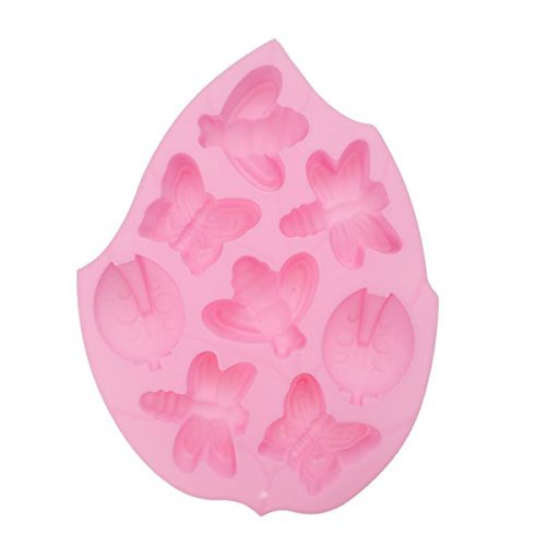 Beautiful Leaf Shape 8 Insects Silicone Cake Mold N2