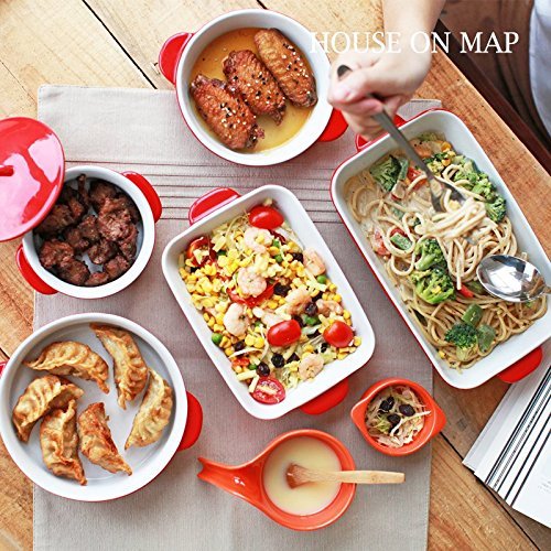Solid Ceramic Kitchen Bakeware Set 5-Pieces Set baking pans Au Gratin dishes double-ears porcelain tableware (...