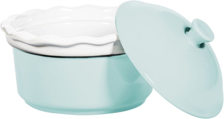 Brights 6.25"D Pastels Light Blue Round Casserole W/Ruffle E