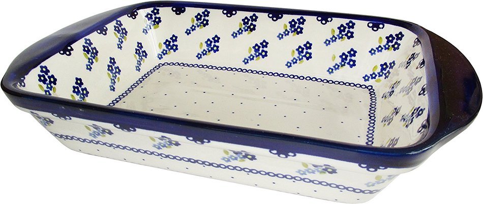 Boleslawiec Stoneware - Polish Pottery Lasagna Baker "Eva's Collection "Forget Me Not"