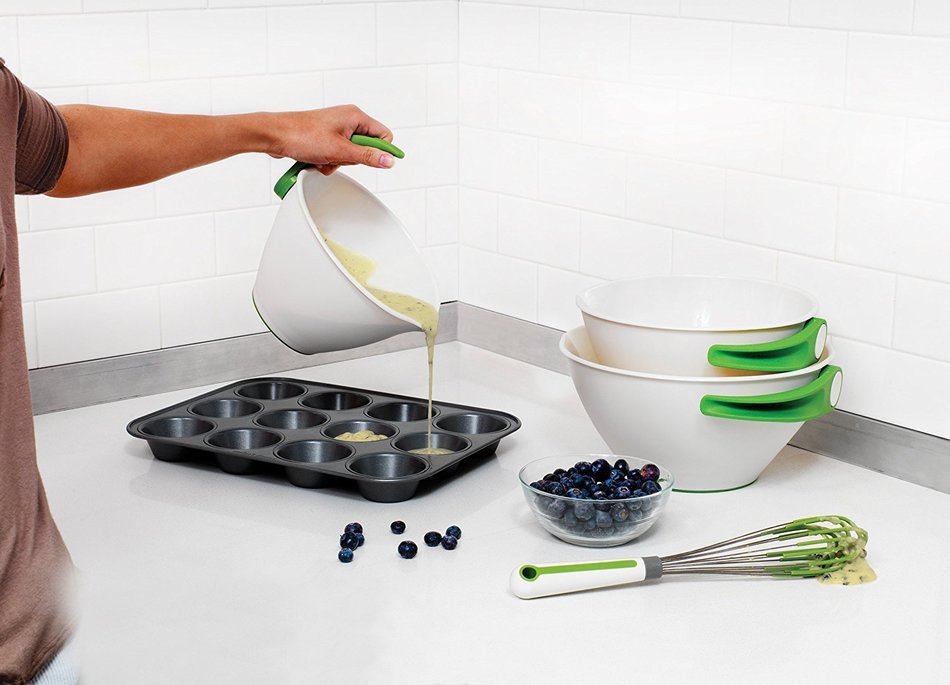 Chef'n SleekStor Pop + Pour Mixing Bowl Set (Arugula and Meringue) N9