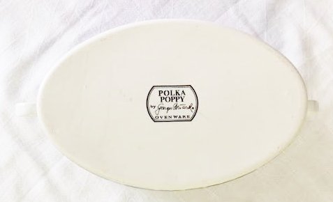 Vintage 1960's Georges Briard Oval Covered Casserole Dish - Polka Poppy (4-1/2" Tall X 9-3/8" Wide) N2