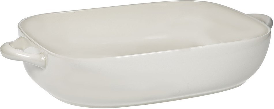13"L Maison White Rectangle Rounded Edge Baker W/Handles