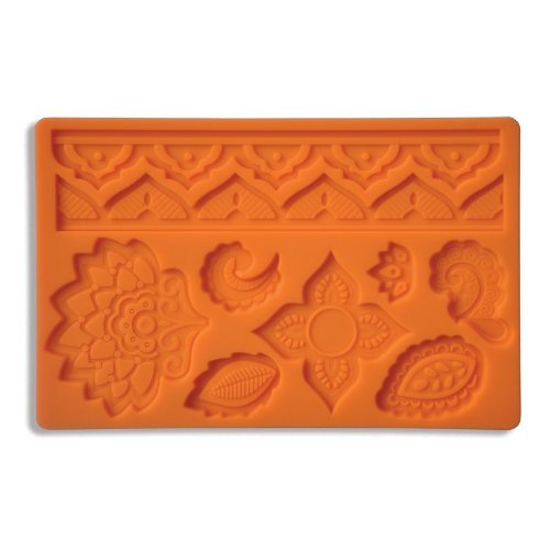 TANGCHU Fondant & Gum Paste Fabric Designs Silicone Mold Cake Decorating Leaf And Wave 7.87*5.12*0.2inch Yellow