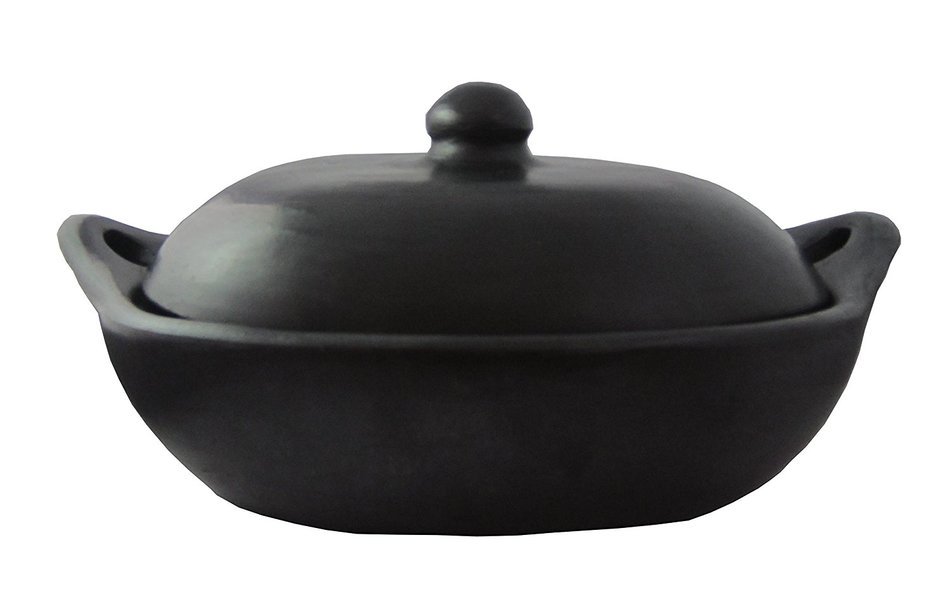 La Chamba Black Clay Rectangular Casserole with Lid