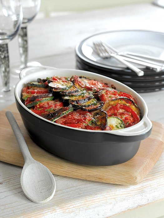 Denby Oven to Table 10-Inch Oval Casserole, 1.6-Liter, Black N2